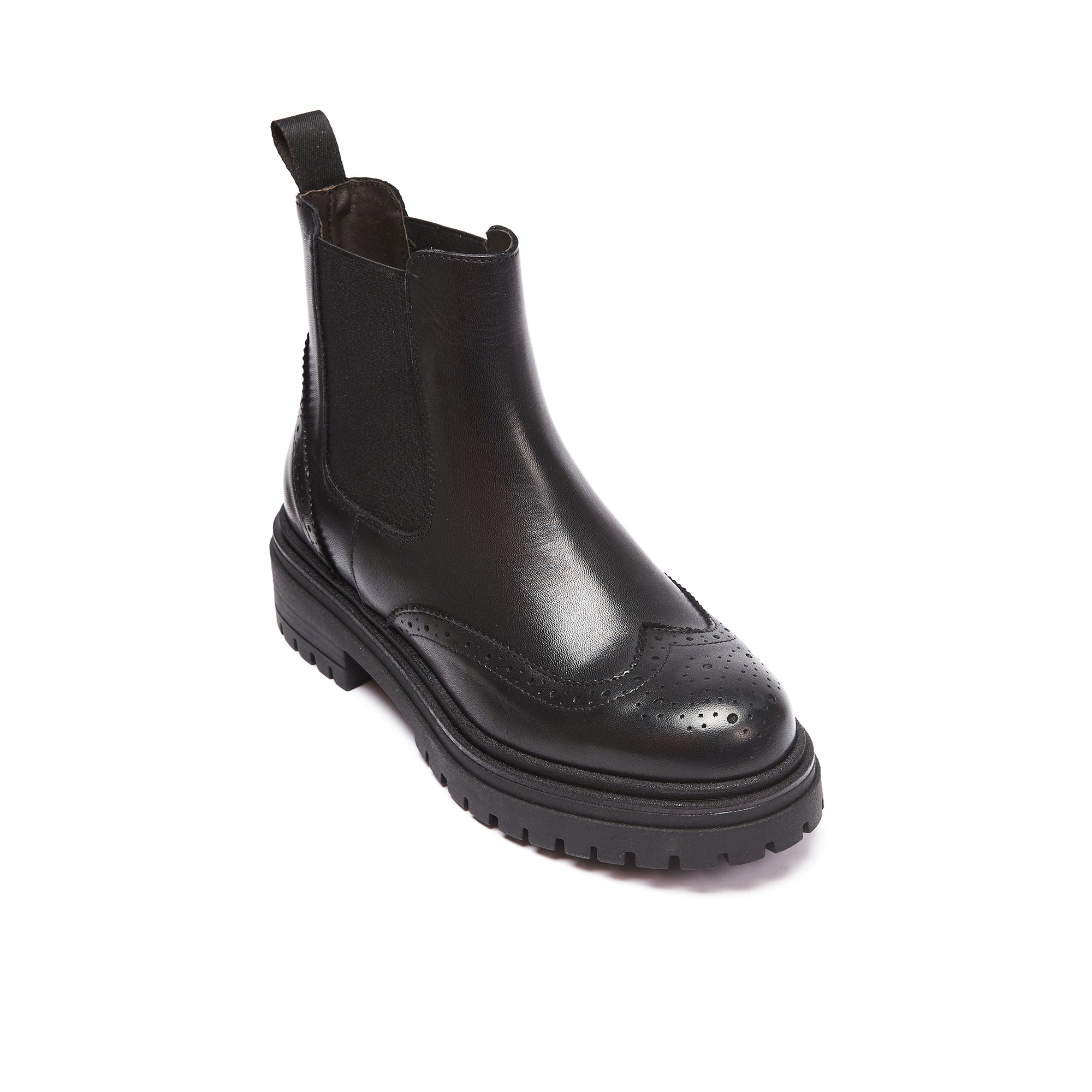 Wing cap chelsea boot black