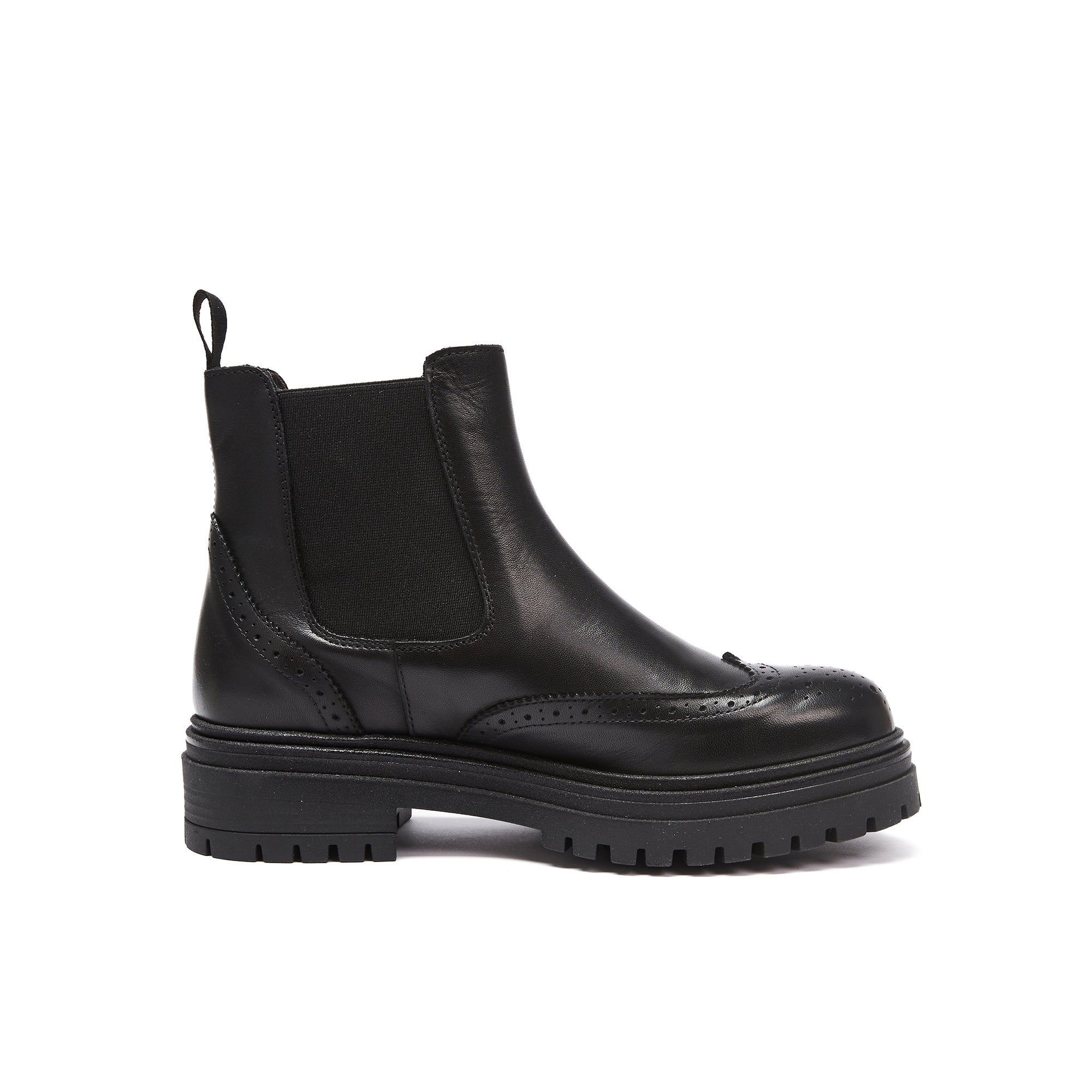 Wing cap chelsea boot black