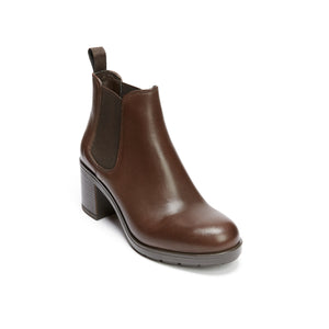 Heeled plain chelsea boot dark brown