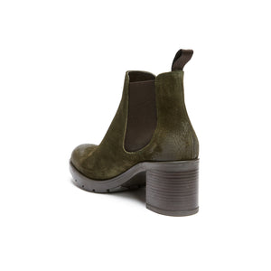 Heeled plain chelsea boot dark green