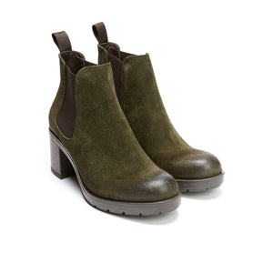 Heeled plain chelsea boot dark green