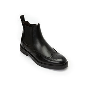 Wing cap chelsea boot black