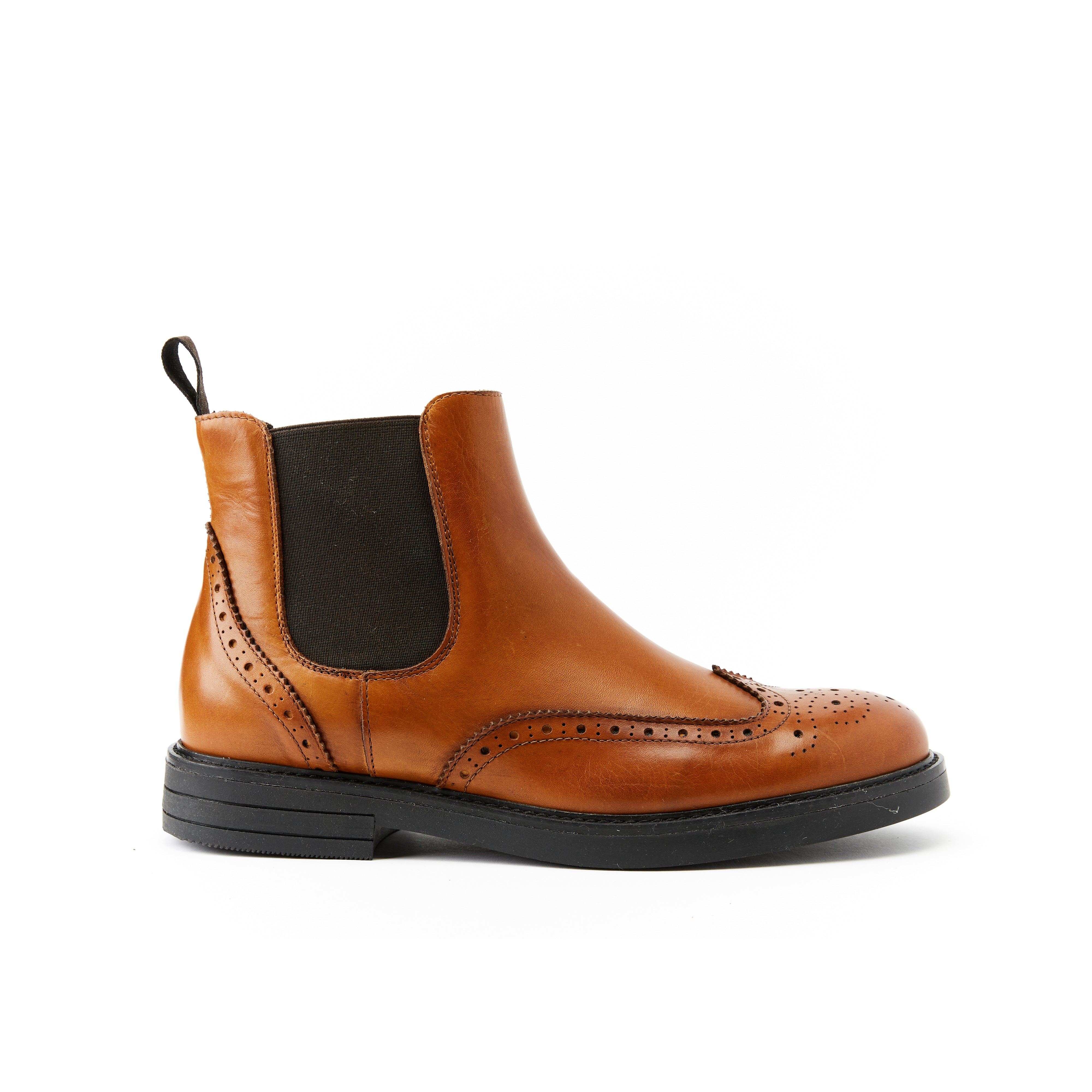 Wing cap chelsea boot cognac brown