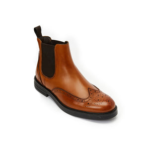 Wing cap chelsea boot cognac brown