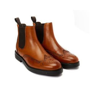 Wing cap chelsea boot cognac brown