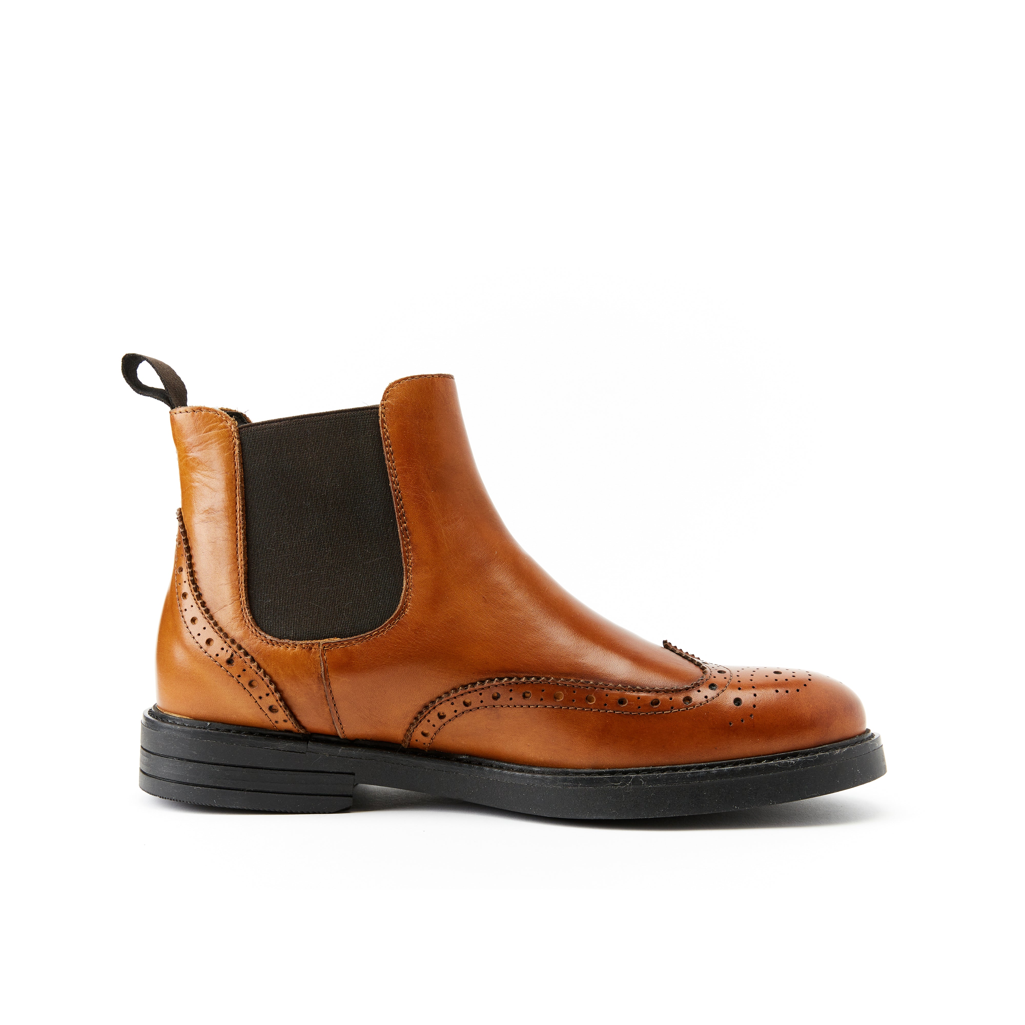 Wing cap chelsea boot cognac brown