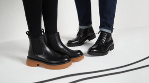 Wing cap ankle boot black