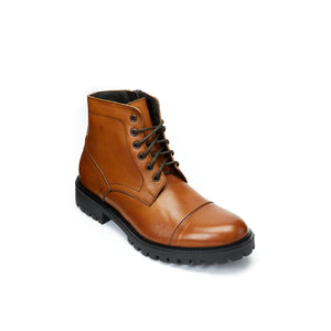 Toe cap ankle boot cognac brown