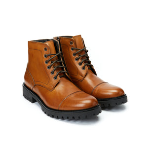 Toe cap ankle boot cognac brown