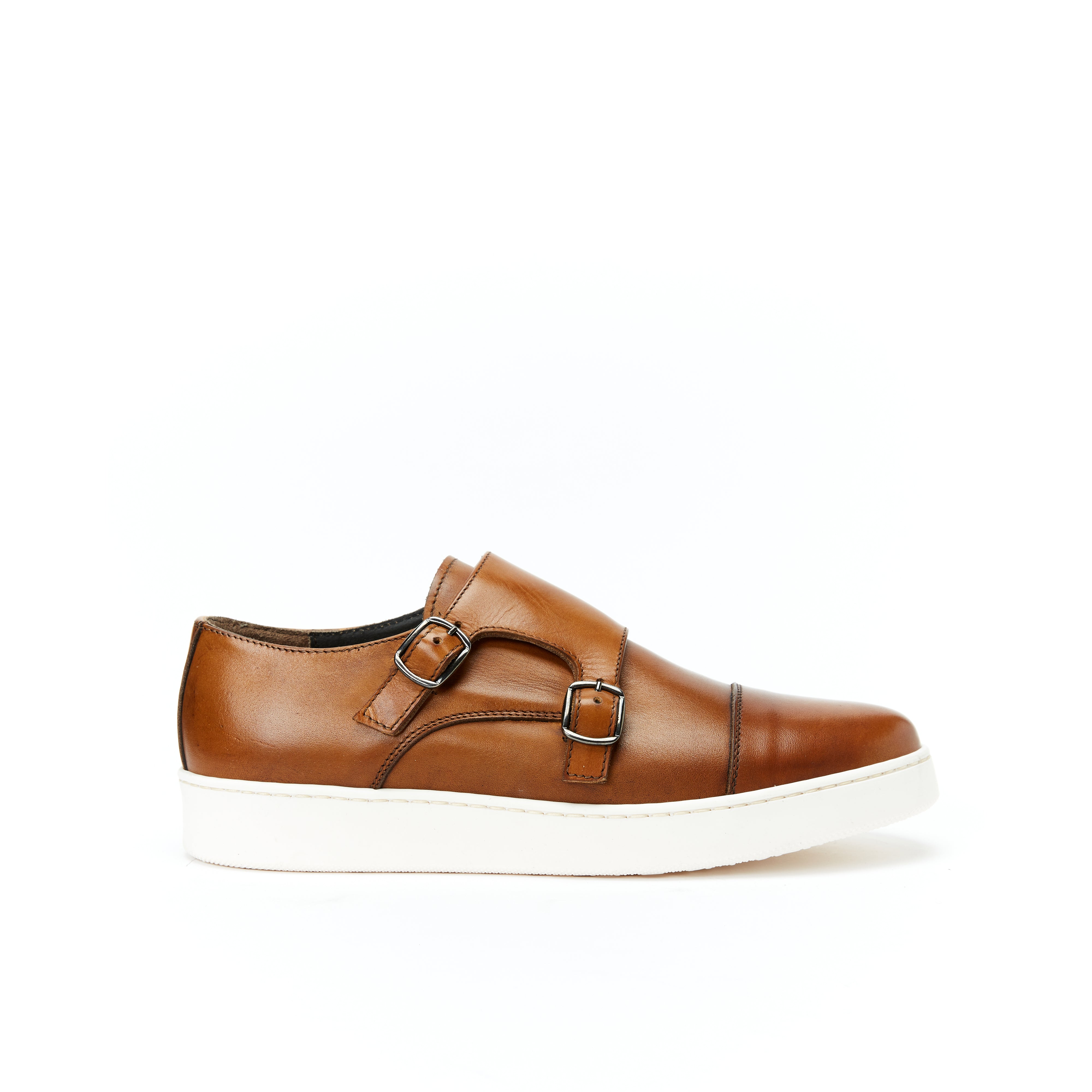 Monk strap sneaker cognac brown