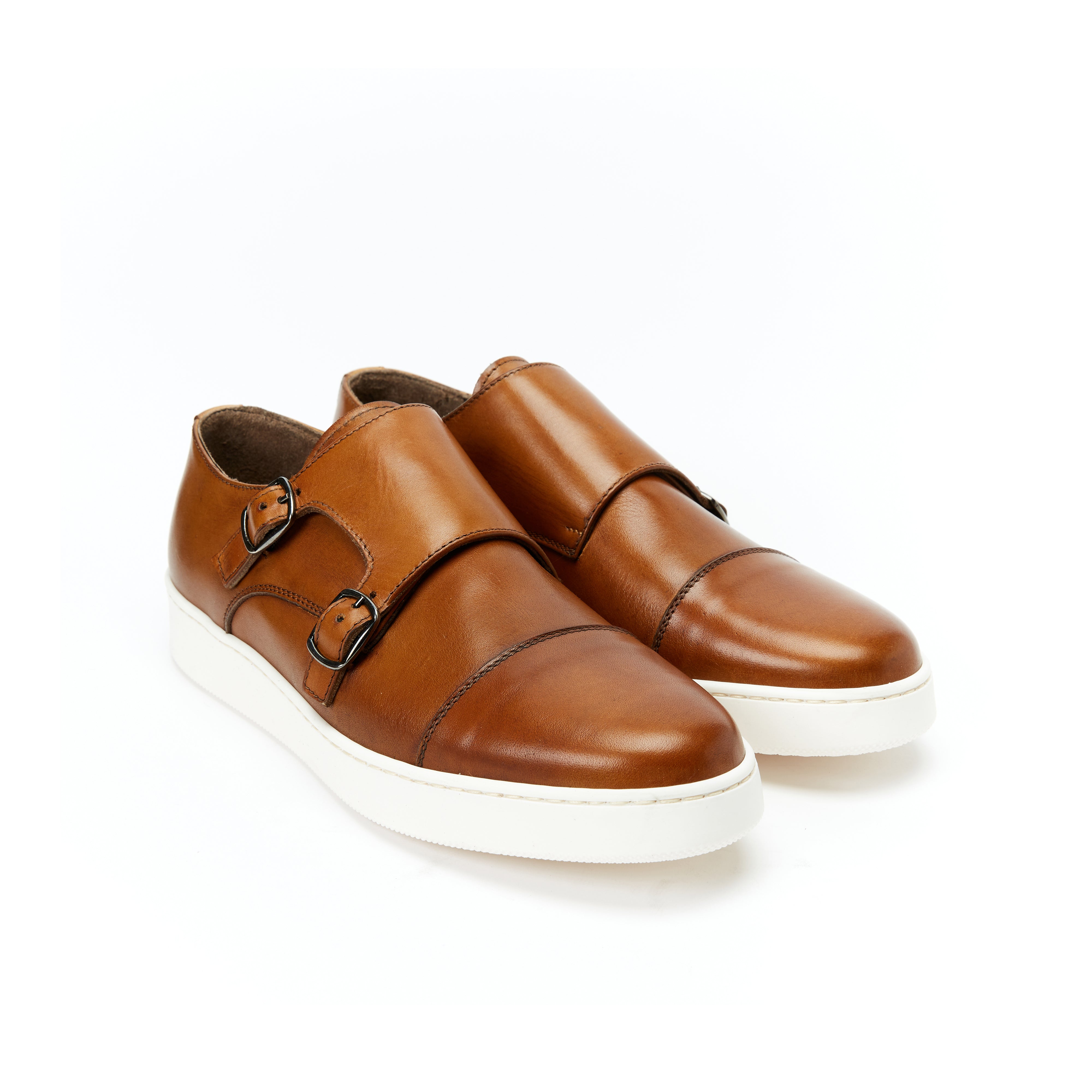 Monk strap sneaker cognac brown