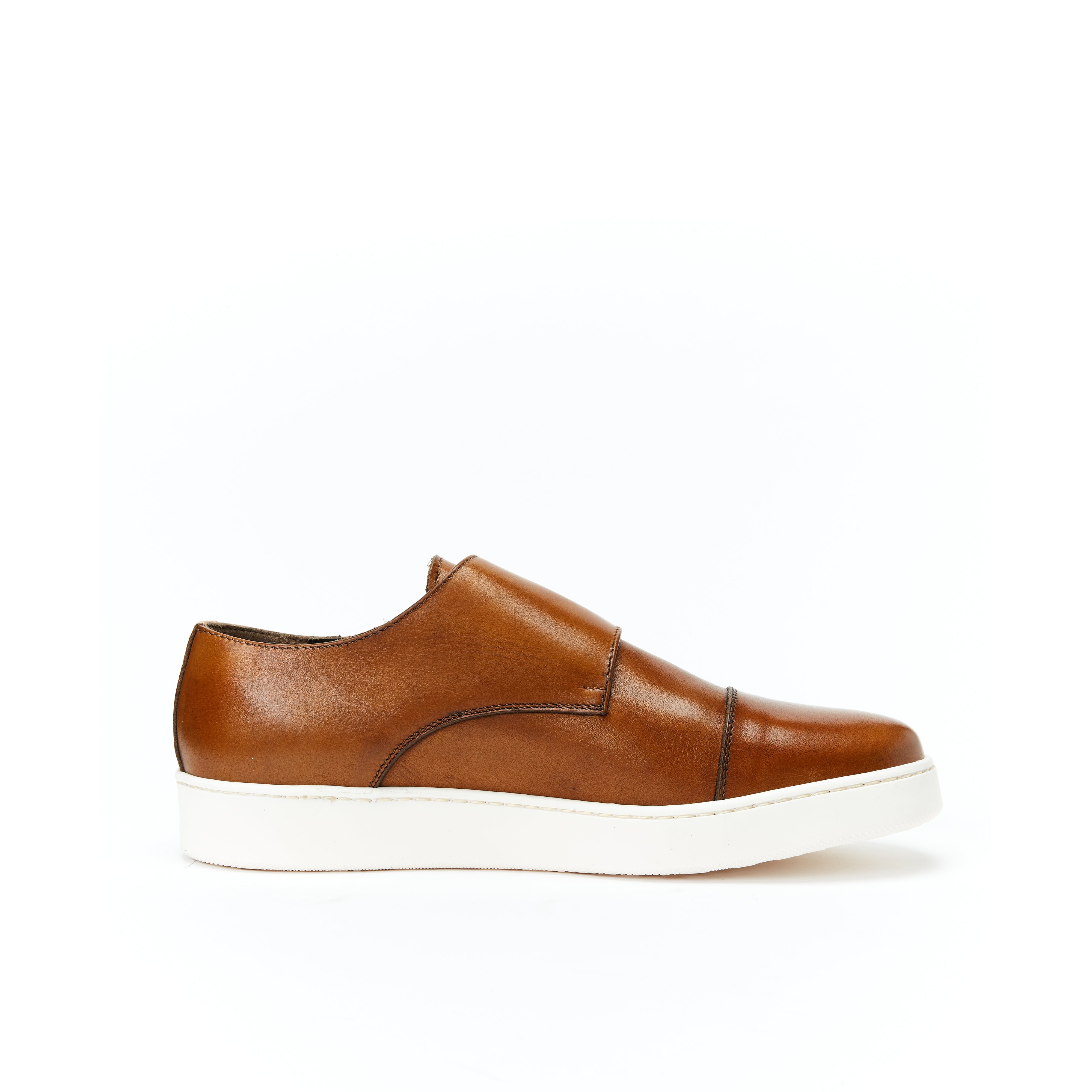 Monk strap sneaker cognac brown