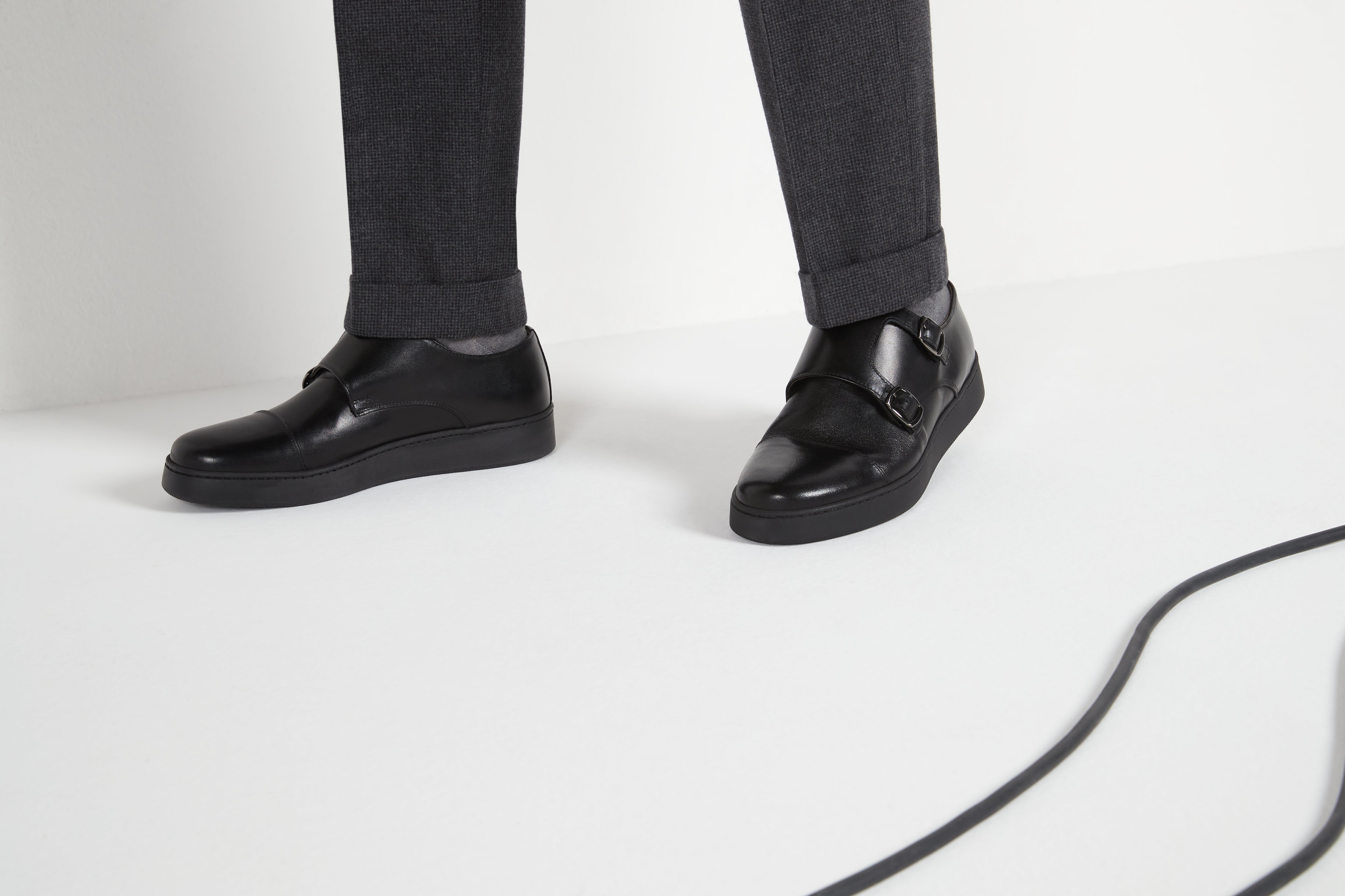 Monk strap sneaker black