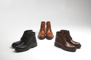 Wing cap ankle boot dark brown