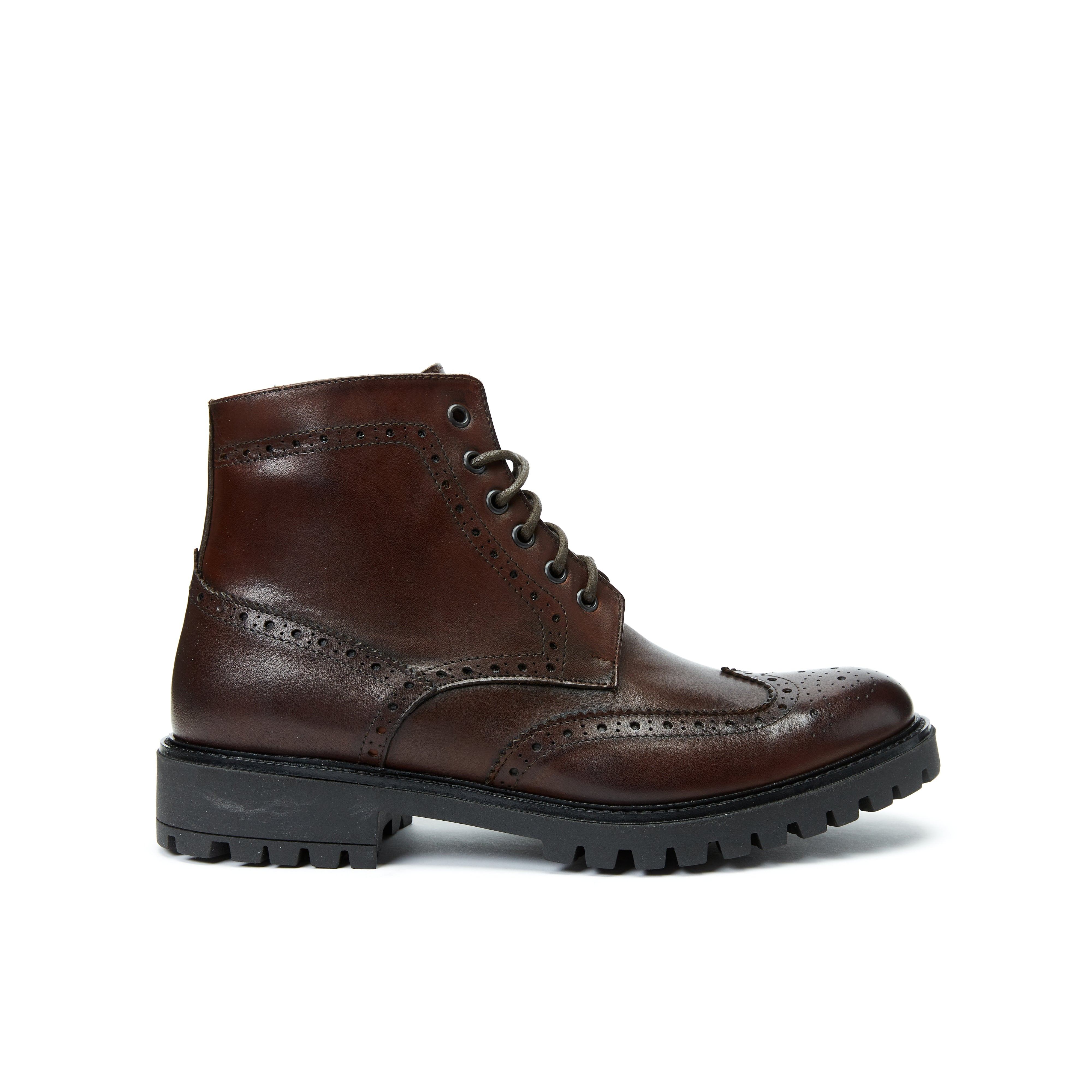 Wing cap ankle boot dark brown