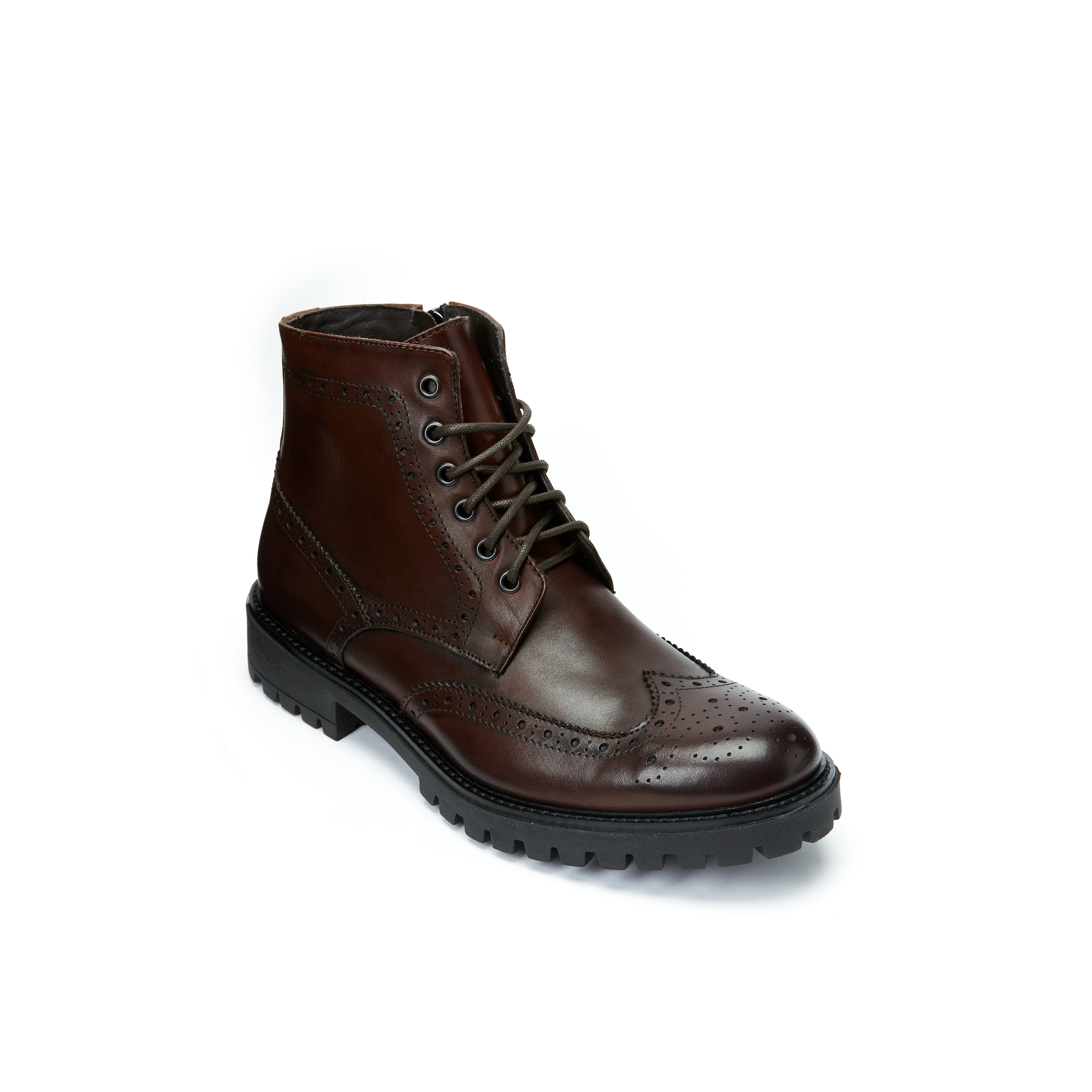 Wing cap ankle boot dark brown
