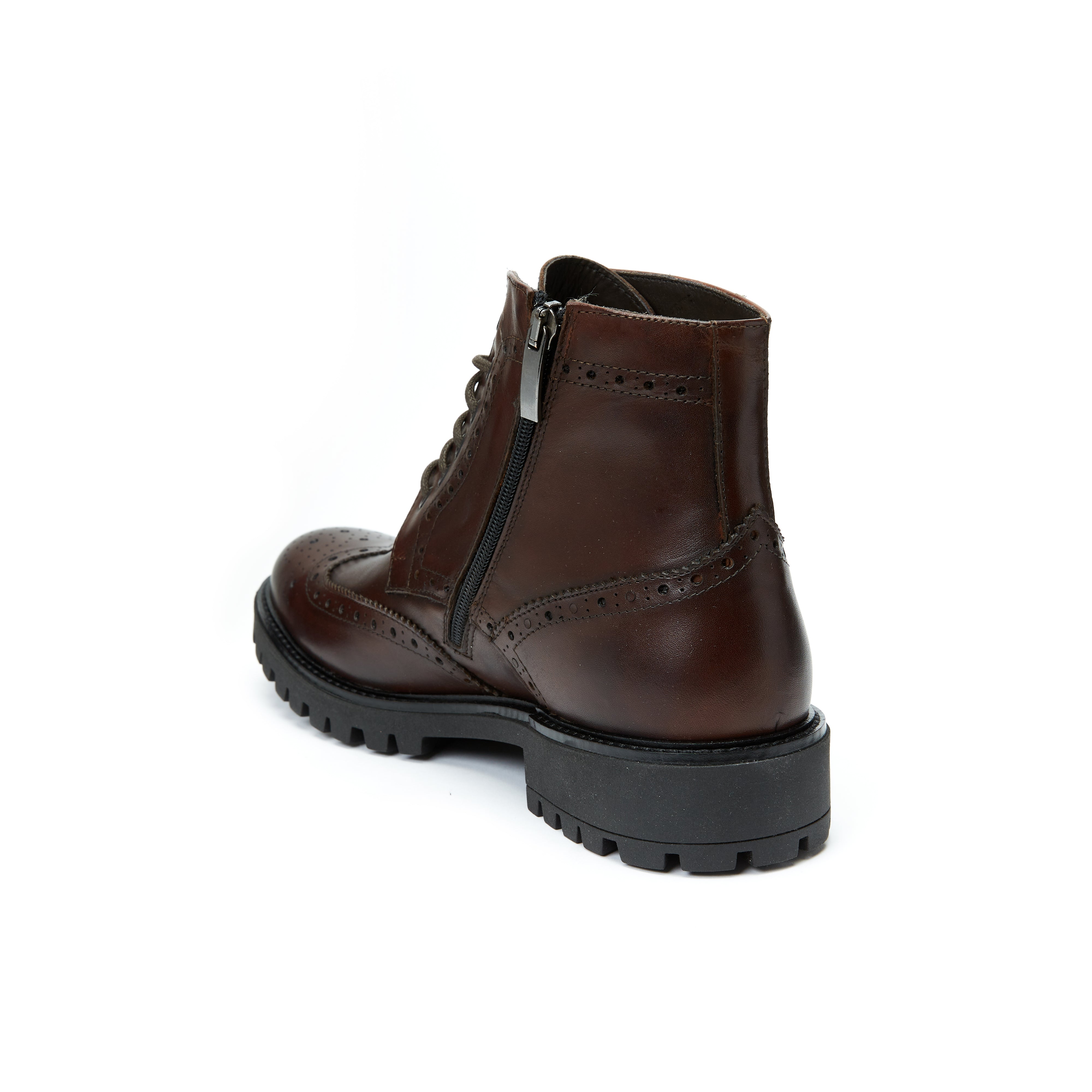 Wing cap ankle boot dark brown