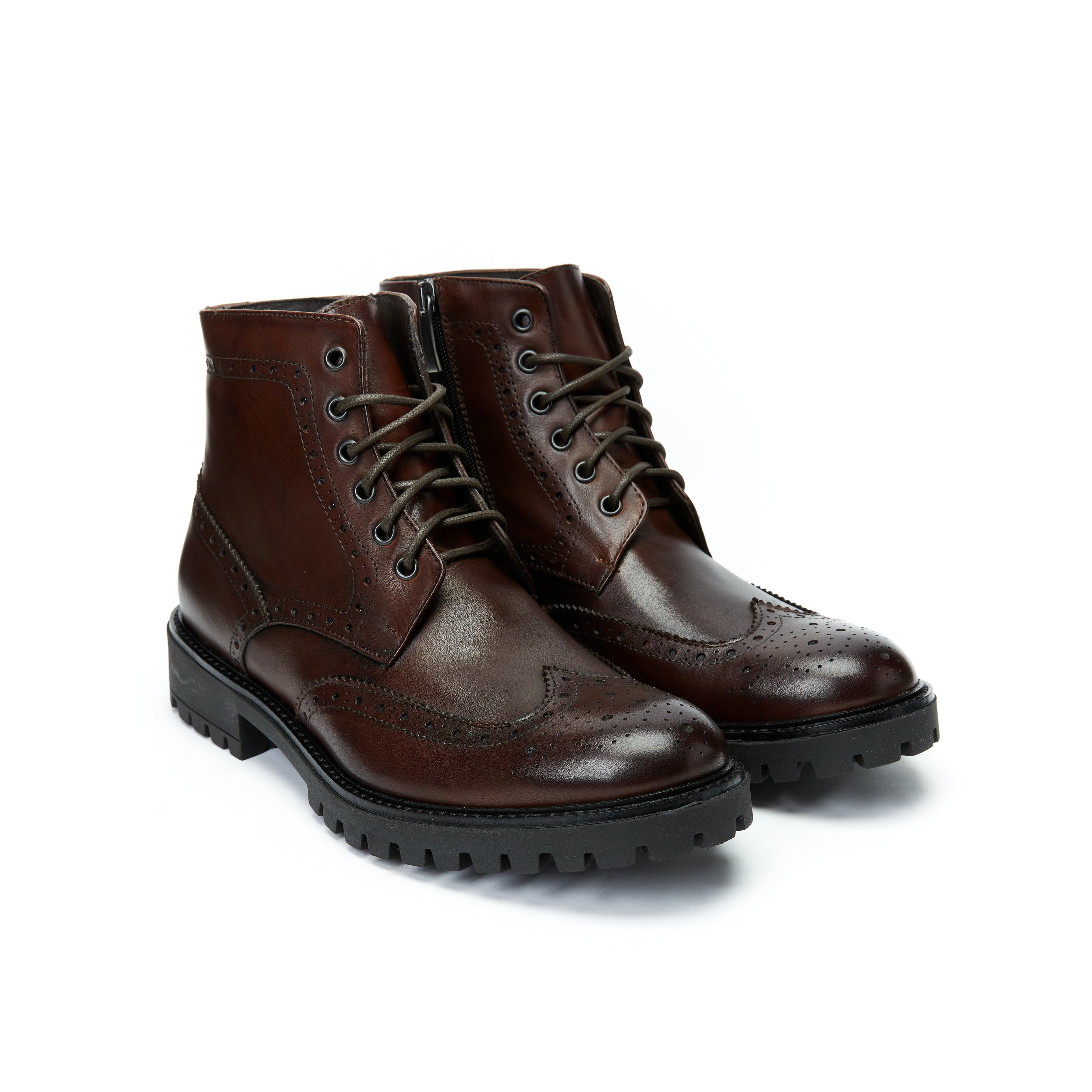 Wing cap ankle boot dark brown