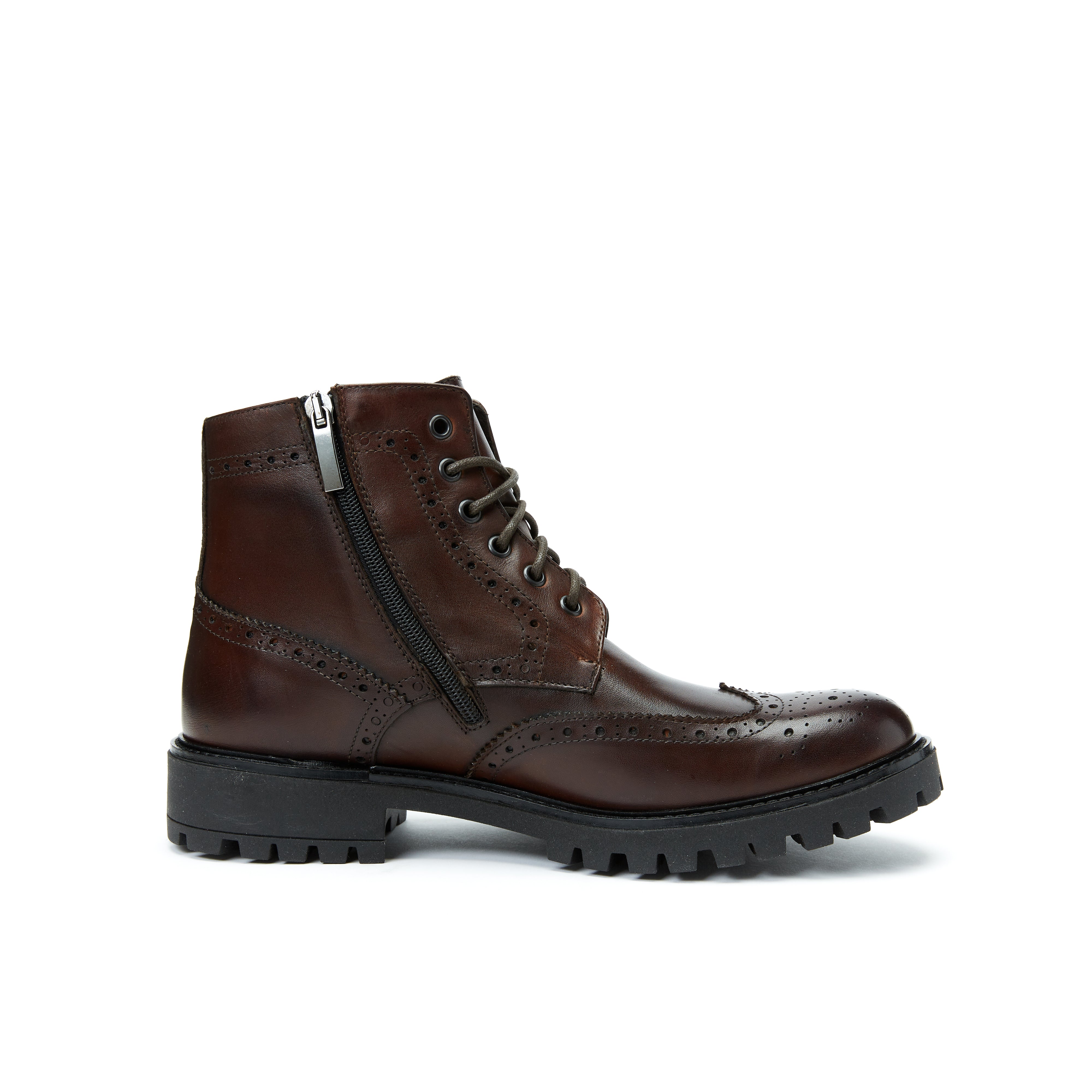 Wing cap ankle boot dark brown