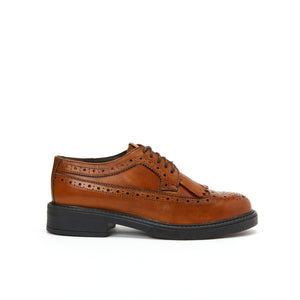 Wing cap derby cognac brown