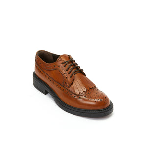 Wing cap derby cognac brown