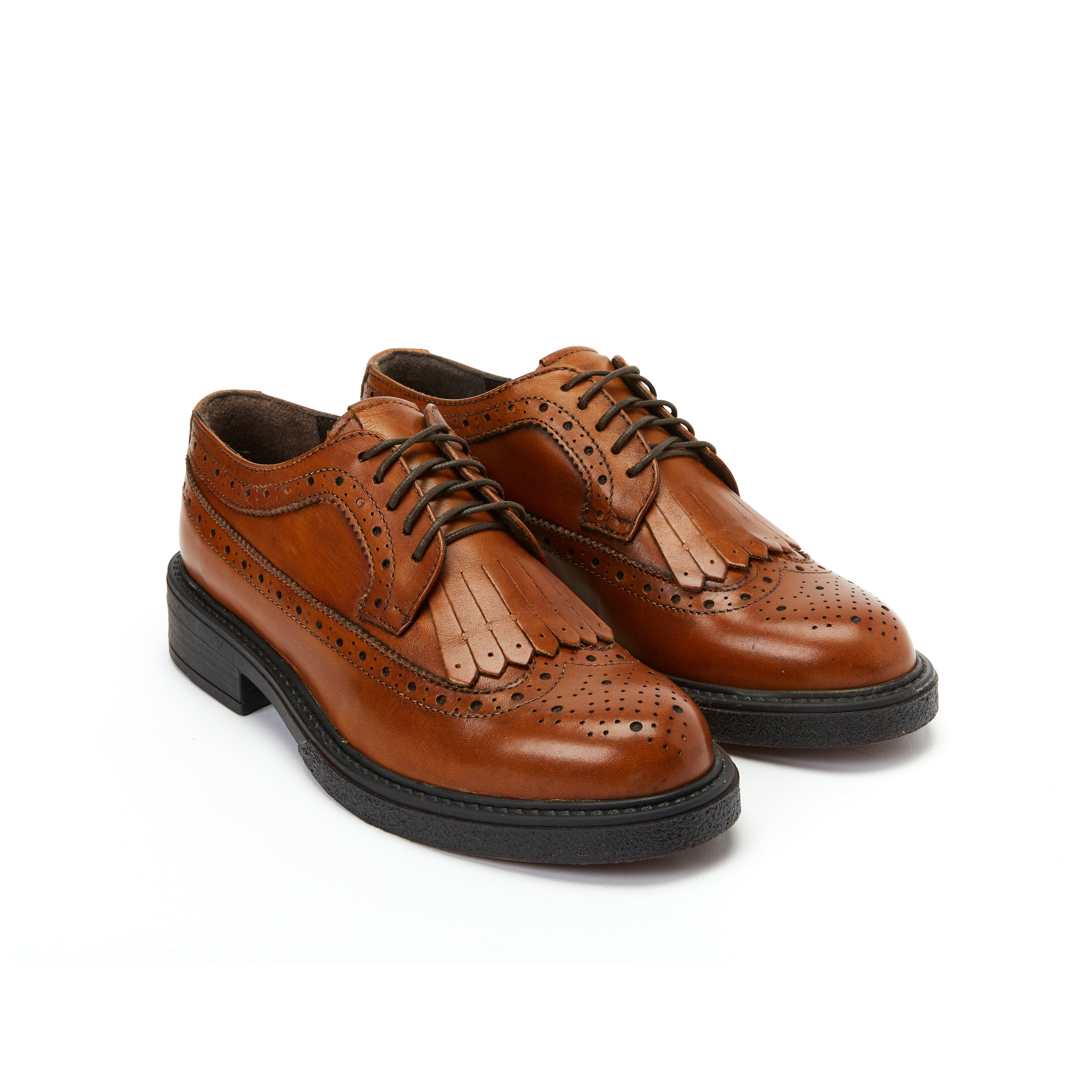 Wing cap derby cognac brown