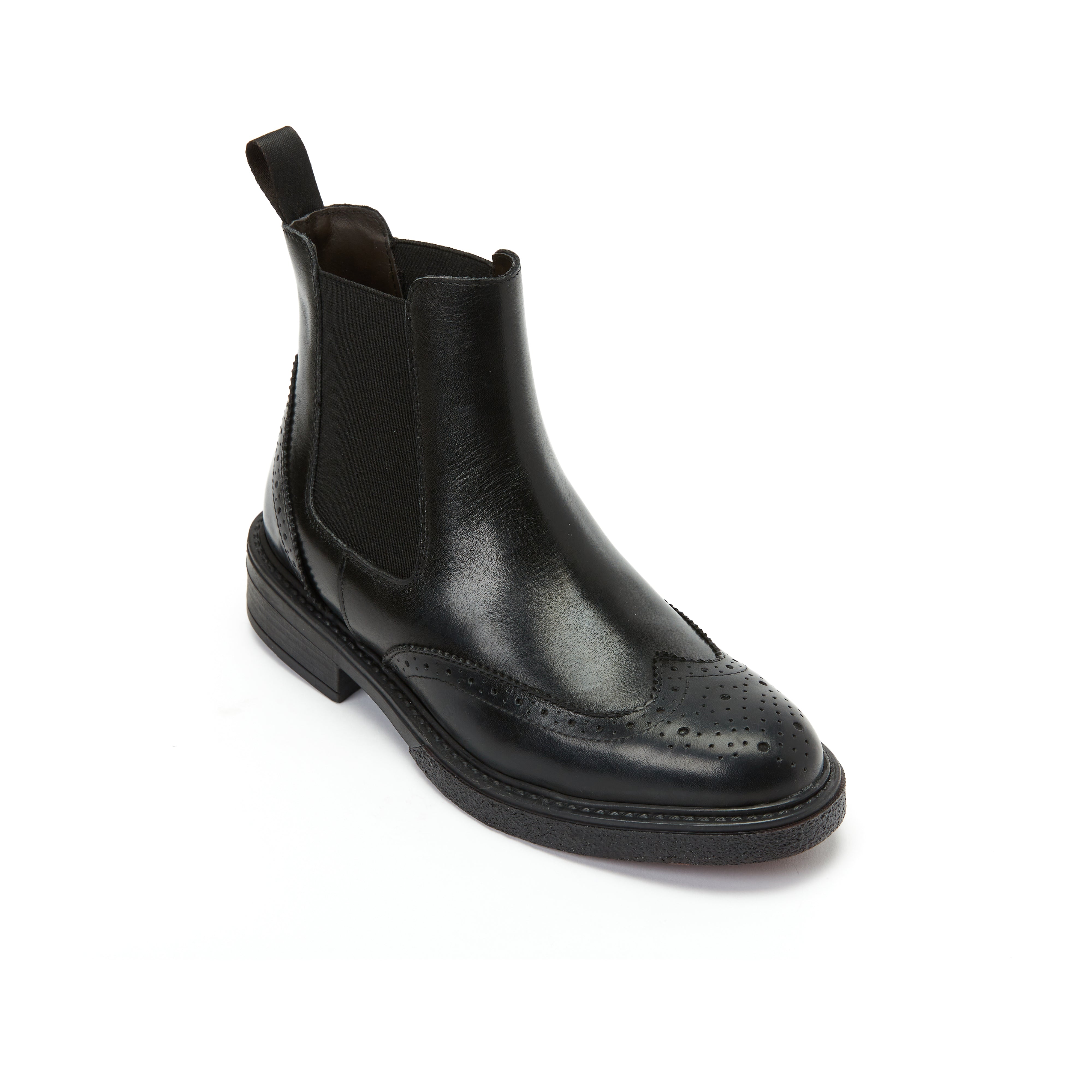 Wing cap chelsea boot black