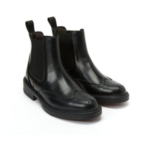 Wing cap chelsea boot black