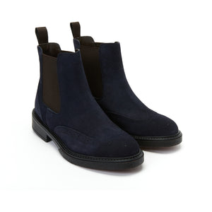 Wing cap chelsea boot navy