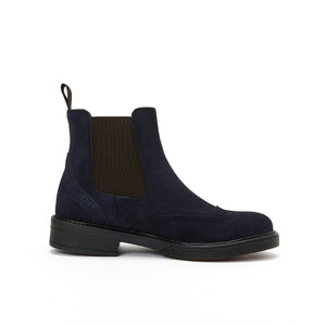 Wing cap chelsea boot navy