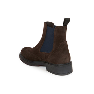 Wing cap chelsea boot dark brown