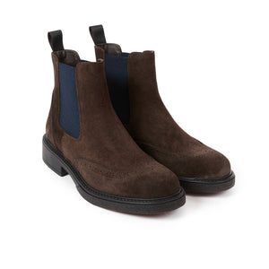Wing cap chelsea boot dark brown
