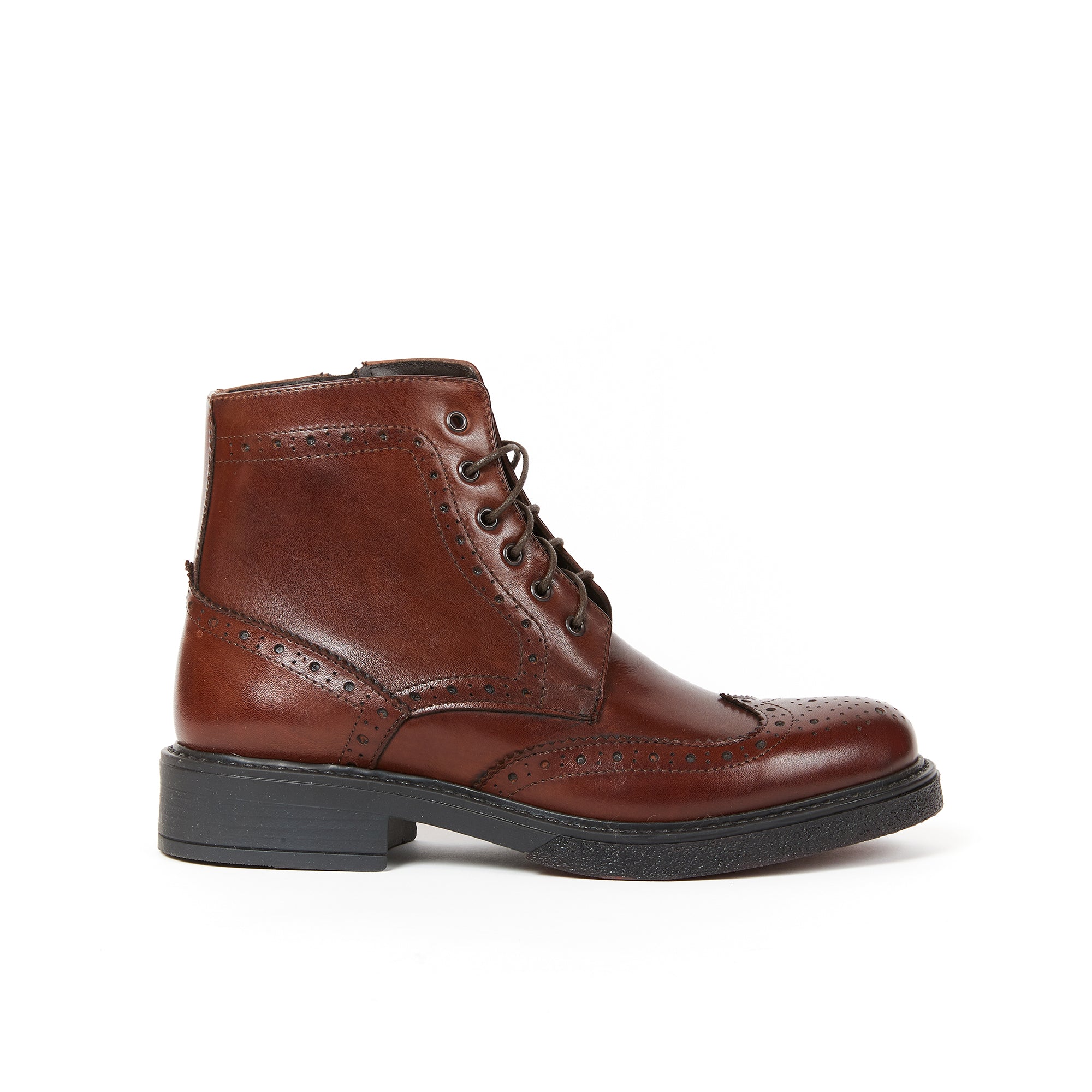 Wing cap laced boot mahogany brown