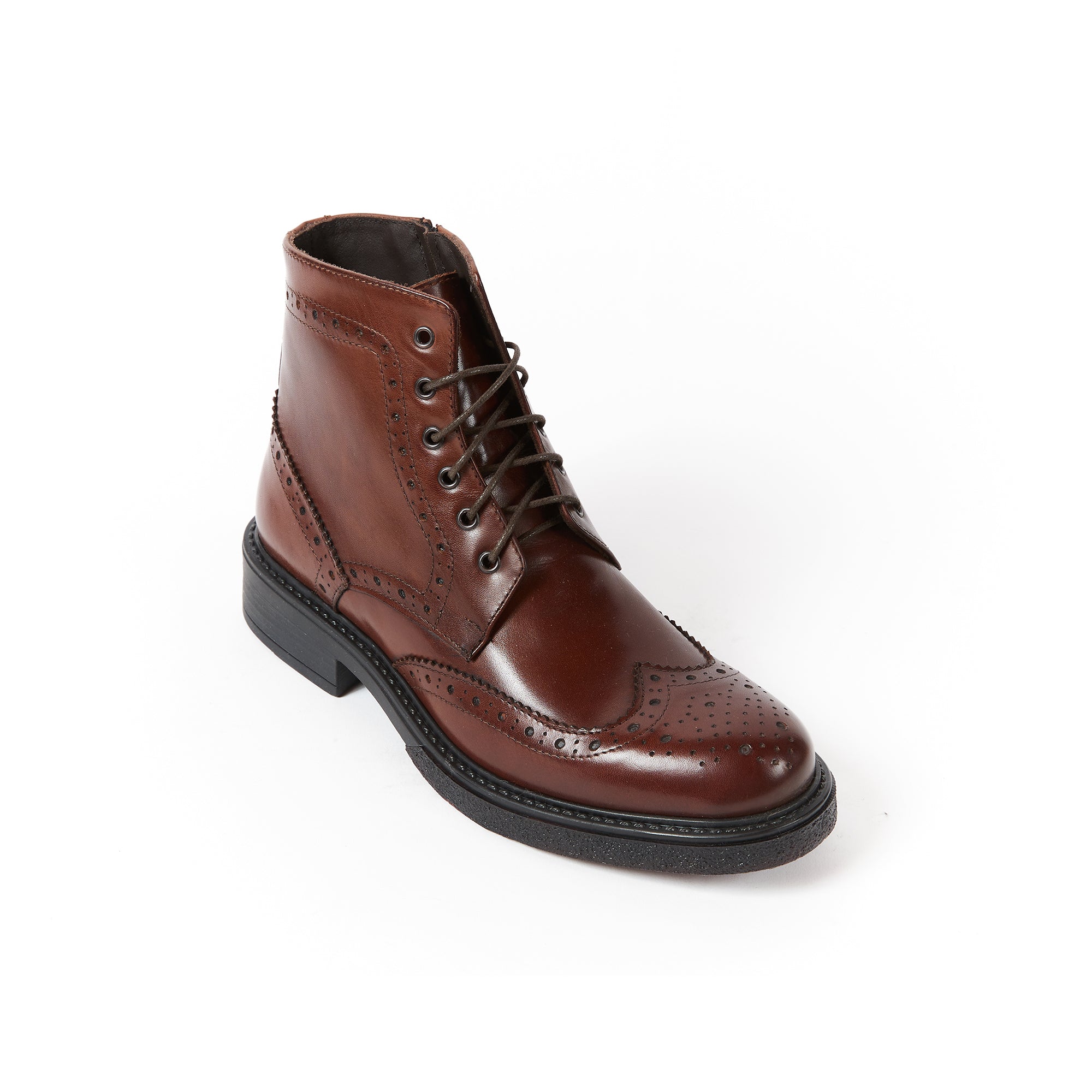 Wing cap laced boot mahogany brown