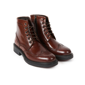 Wing cap laced boot mahogany brown