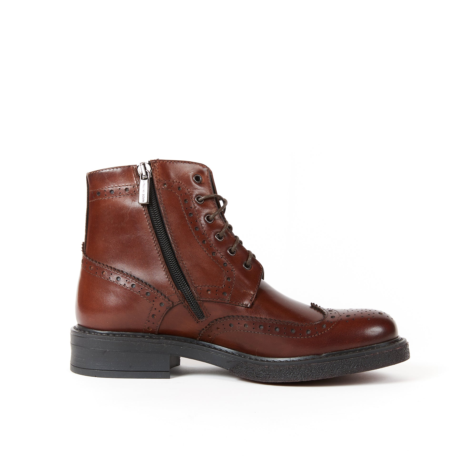 Wing cap laced boot mahogany brown