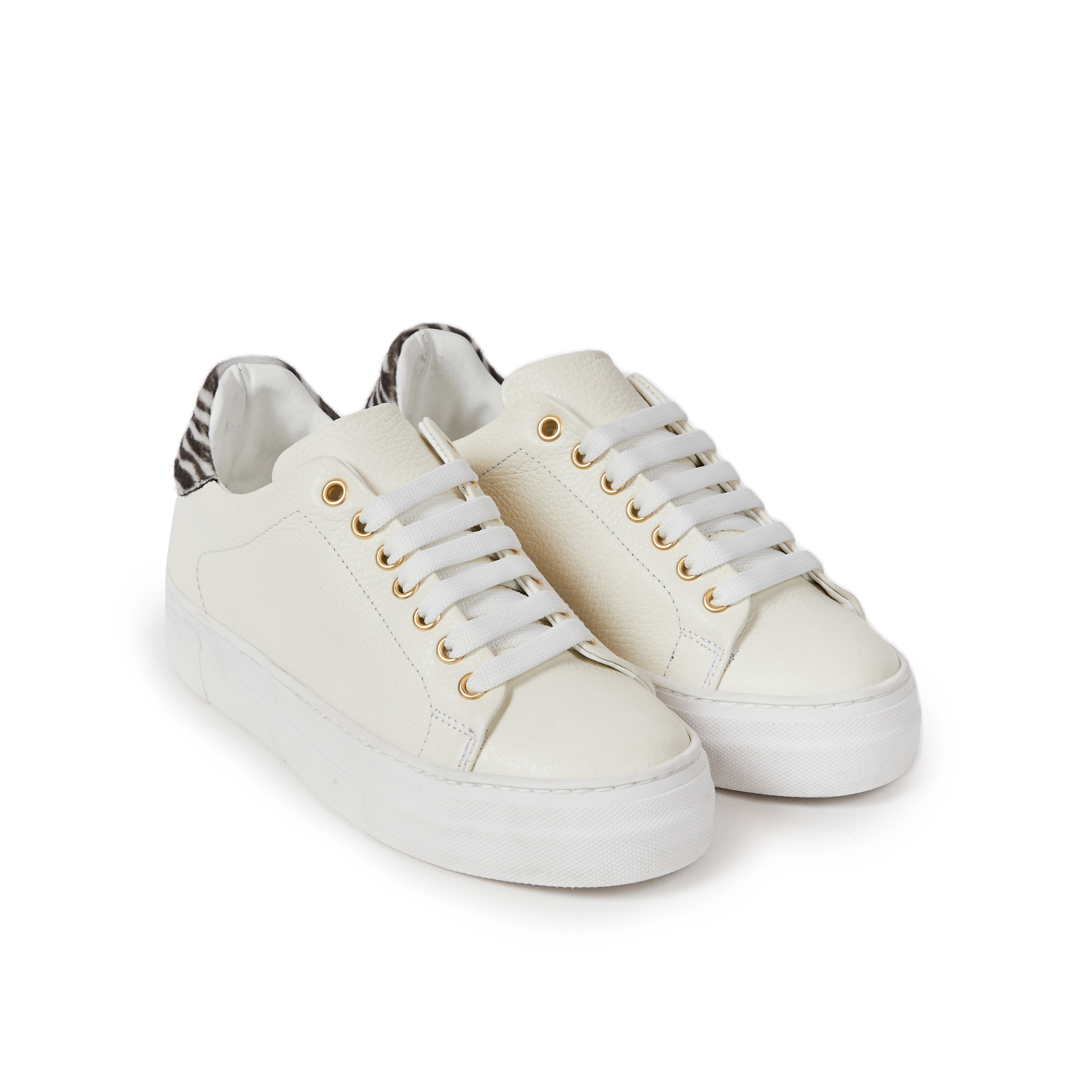 Sneaker cream white and zebra