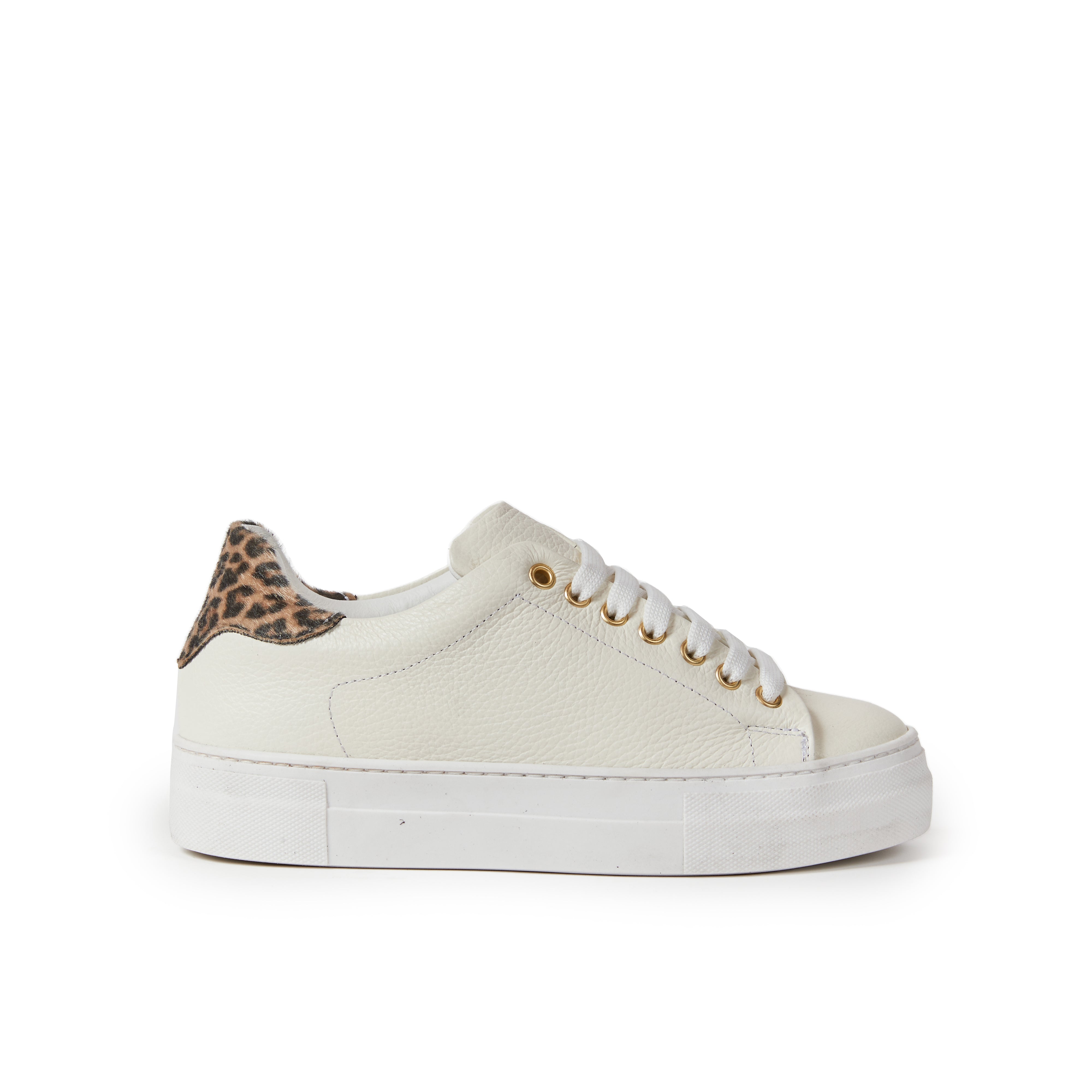 Sneaker cream white and leopard