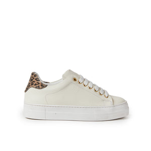 Sneaker cream white and leopard