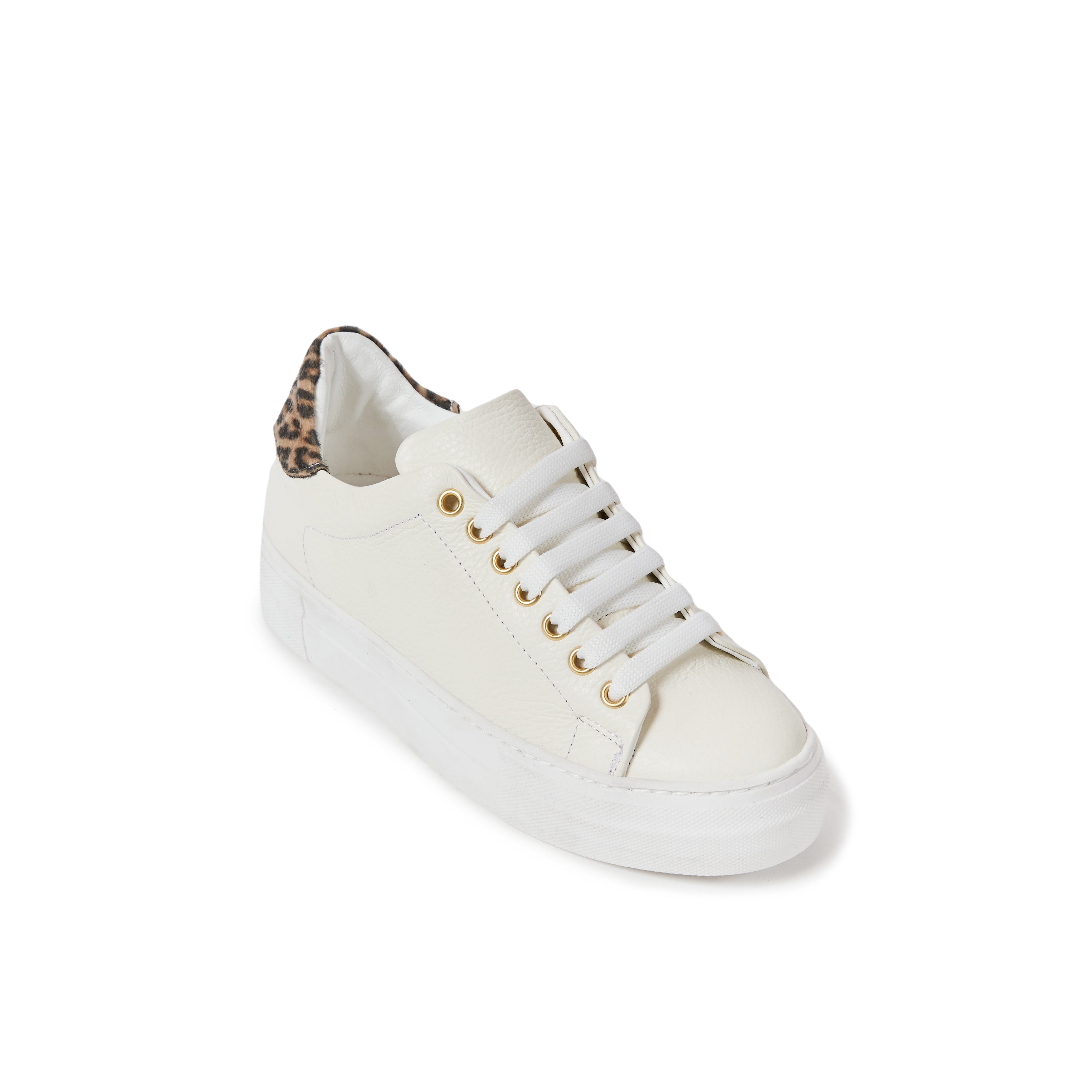 Sneaker cream white and leopard