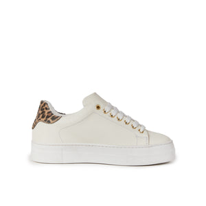 Sneaker cream white and leopard